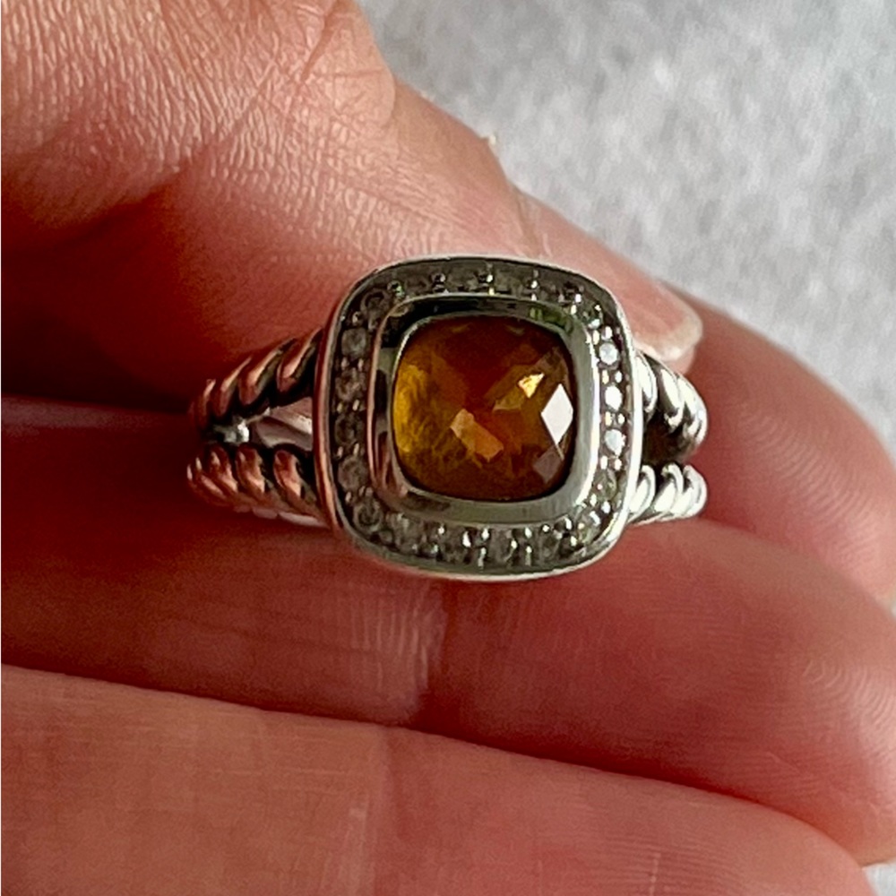 David Yurman Petite Albion Ring with Citrine and Diamonds size 4 - Picture 6 of 6